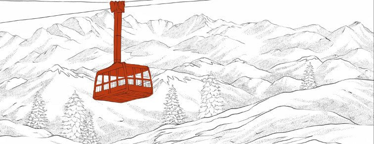Sfondo rosso della funivia di La Plagne