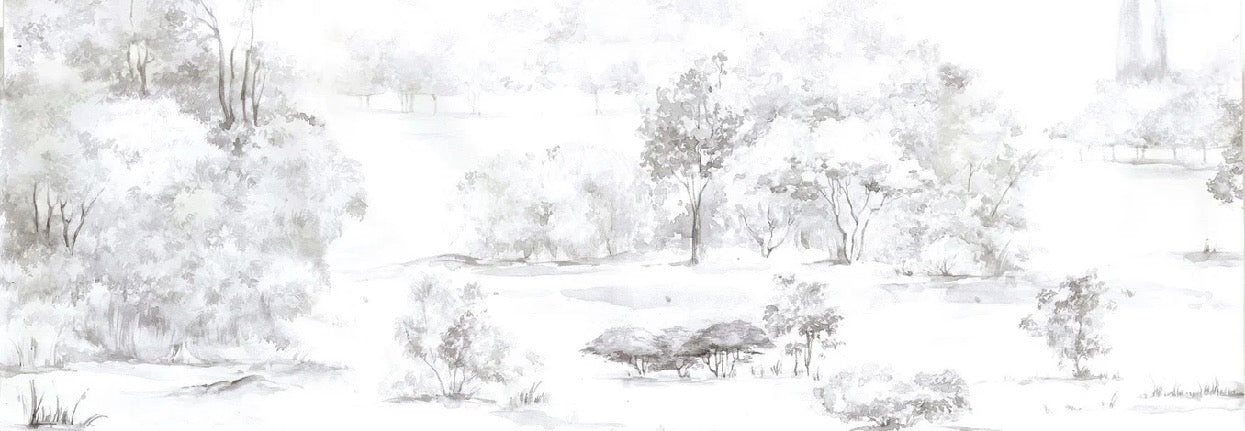 Papier peint forêt de pin aquarelle, XXL, tendance