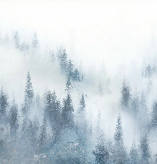 Carta da parati acquerellata blu nebbia di abete