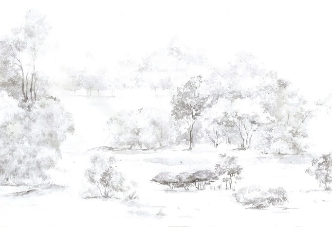 Carta da parati acquerello pineta