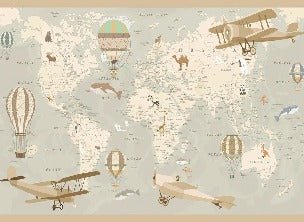 Carta da parati per bambini mappa del mondo aviatore