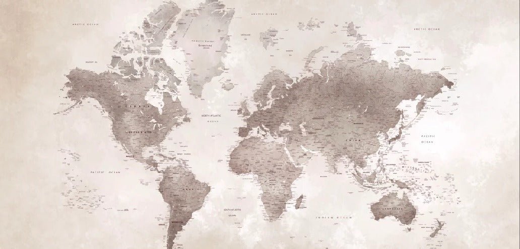 Carta da parati con mappa del mondo senza tempo