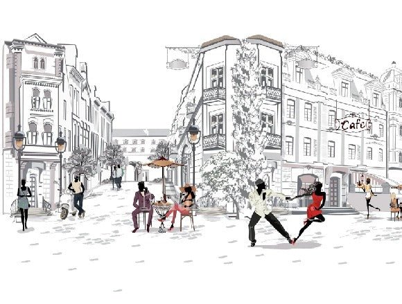 Papier peint panoramique balade parisienne, XXL, tendance