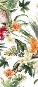 Carta da parati per bagno tropicale e fiori colorati