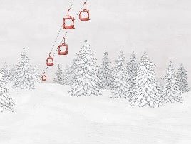 Carta da parati rossa per gondola di montagna