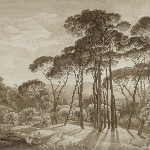 Carta da parati panoramica con paesaggio italiano ambrato