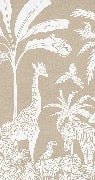 Carta da parati per bambini Safari monocromatica beige
