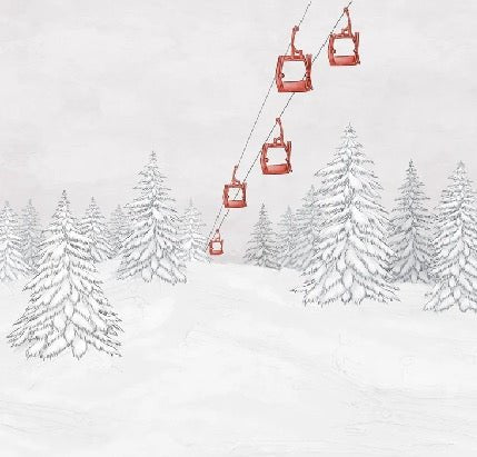 Carta da parati rossa per gondola di montagna