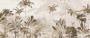 Carta da parati panoramica della giungla eden seppia