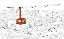 Sfondo rosso della funivia di La Plagne