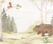 Tenera carta da parati per bambini Orso nella foresta