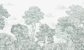 Sfondo panoramico verde foreste e montagne