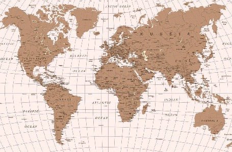 Carta da parati autentica del mappamondo