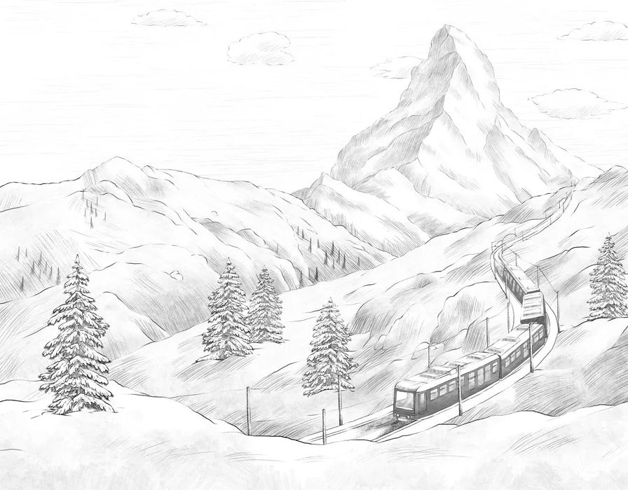 Carta da parati panoramica del Cervino in bianco e nero