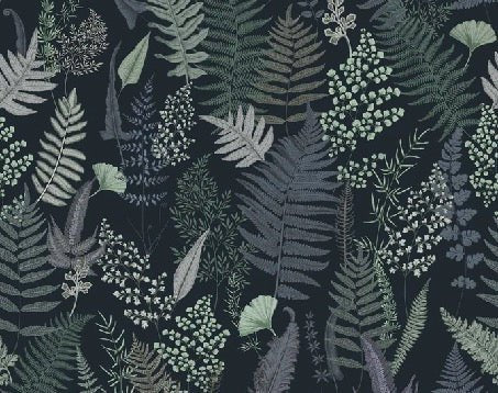 Carta da parati a foglia densa blu navy