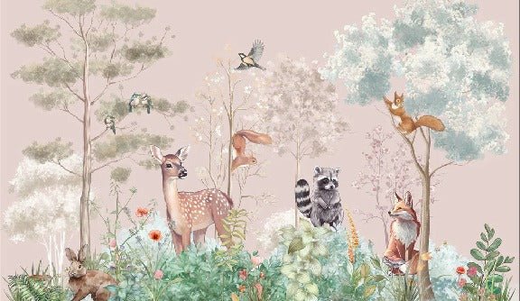 Carta da parati per la cameretta dei bambini, natura magica rosa