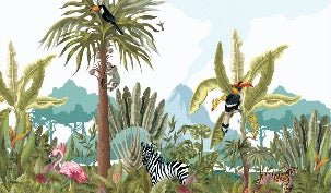 Carta da parati panoramica della giungla per bambini