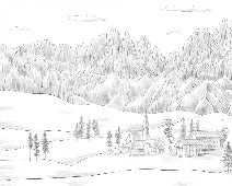 Dolomiti paesaggio italiano carta da parati bianco nero