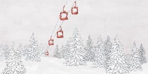 Papier peint montagne télécabine rouge, XXL, tendance