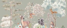 Carta da parati per la cameretta dei bambini Magic nature sage