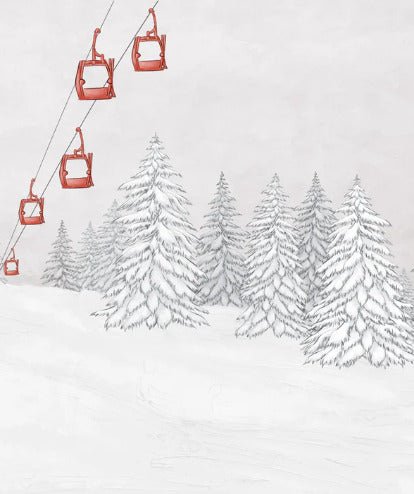 Papier peint montagne télécabine rouge, XXL, tendance