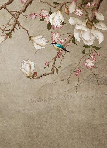 Carta da parati per bagno con uccelli romantici