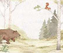 Tenera carta da parati per bambini Orso nella foresta