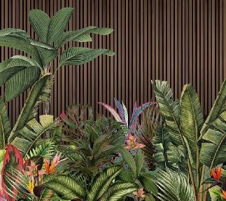 Papier peint panoramique tasseau végétal, mural concept, tendance