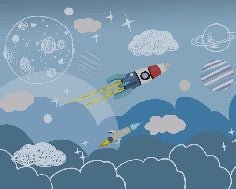 Carta da parati con razzo spaziale per bambini