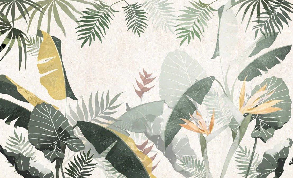 Papier peint sur mesure végétal vert jaune, XXL, tendance