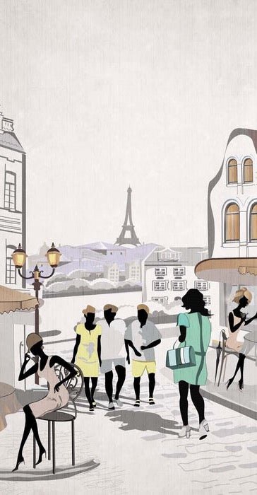 Papier peint wc Paris café en terrasse, XXL, tendance