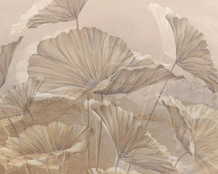 Papier peint panoramique lotus sepia, XXL, tendance