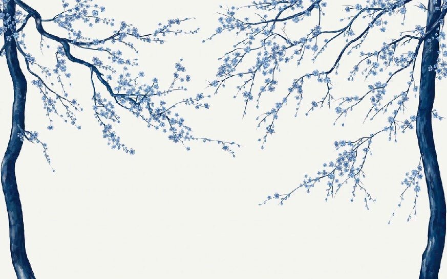 Papier peint panoramique fleur Sakura blanc, XXL, tendance