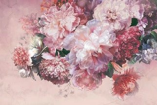 Carta da parati panoramica con peonie rosa