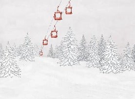 Carta da parati rossa per gondola di montagna