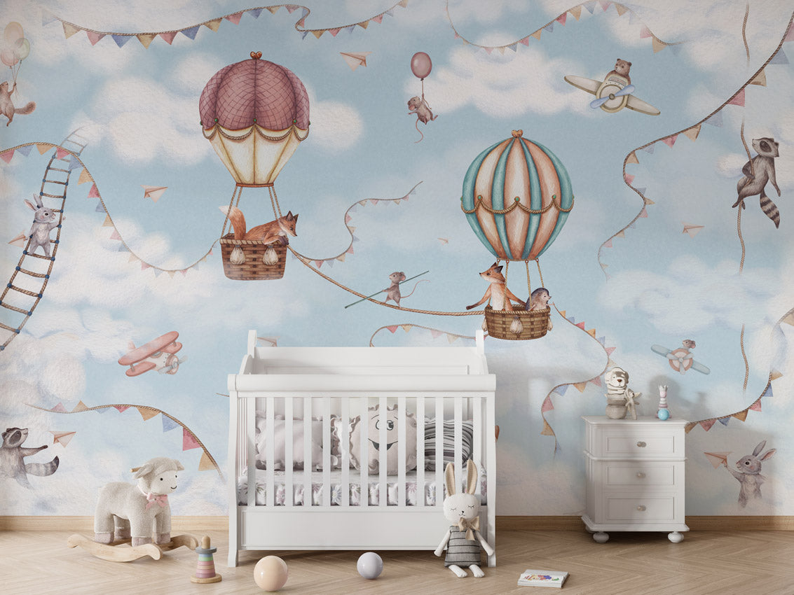 Papier peint pour enfant - Aventure aéronautique - Muralconcept