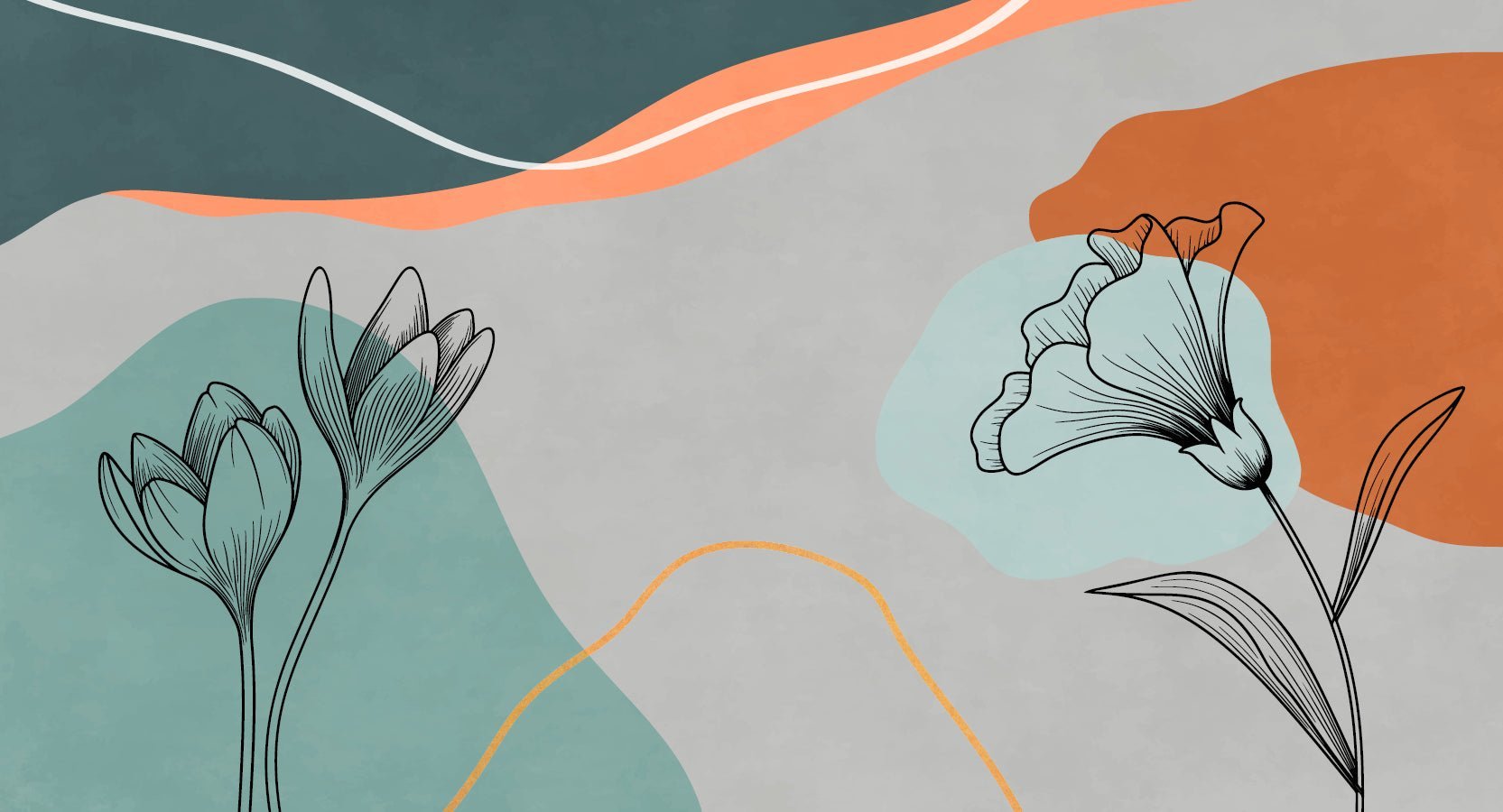 Papier peint panoramique art floral, XXL, tendance