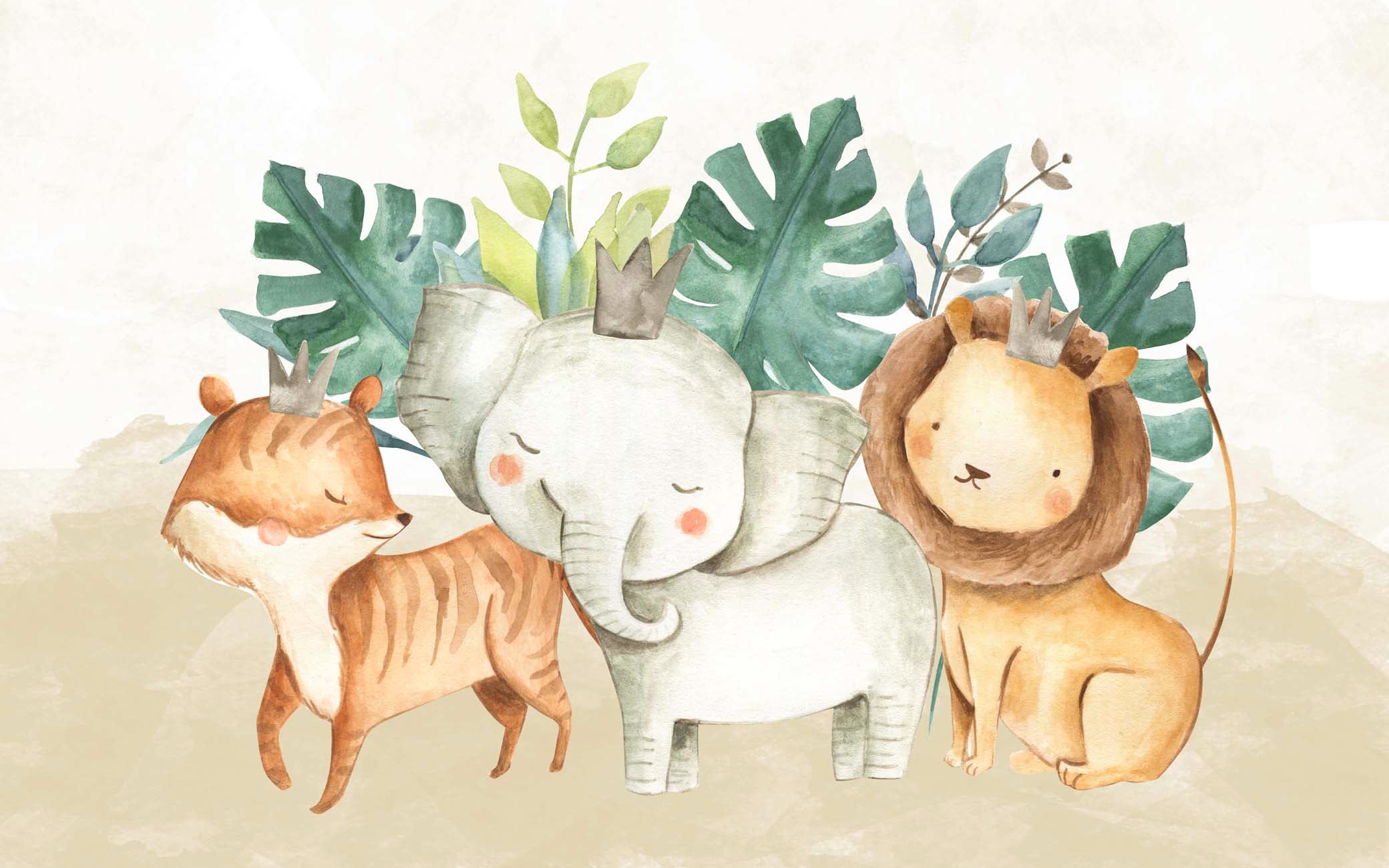 Papier peint panoramique Bébé Animaux, XXL, tendance