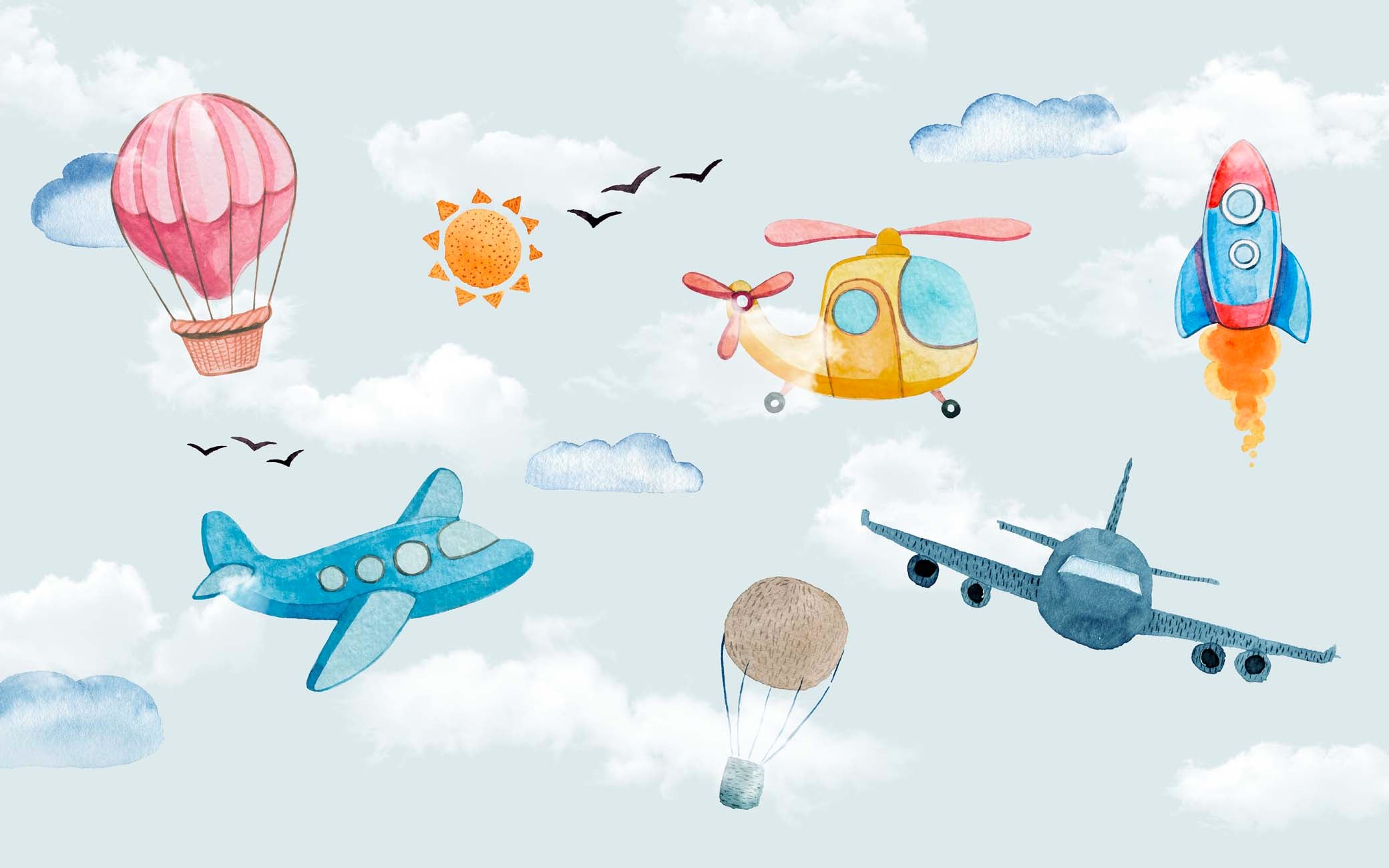 Papier peint chambre enfant Avion, XXL, tendance