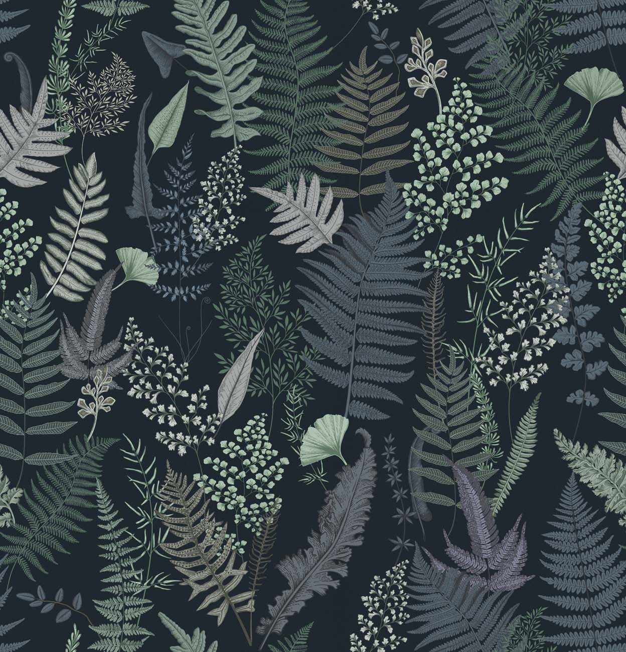 Papier peint feuille dense bleu marine, XXL, tendance