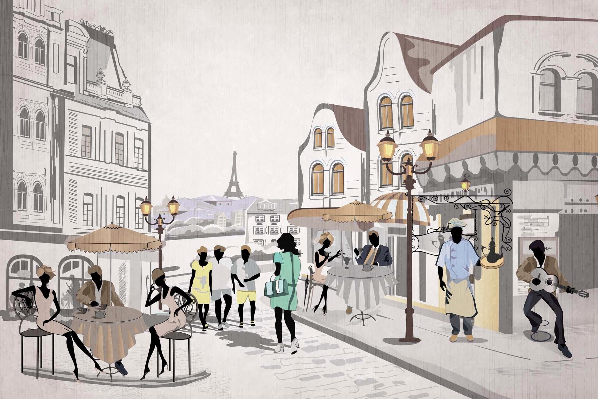 Papier peint bistrot paris café en terrasse, XXL, tendance