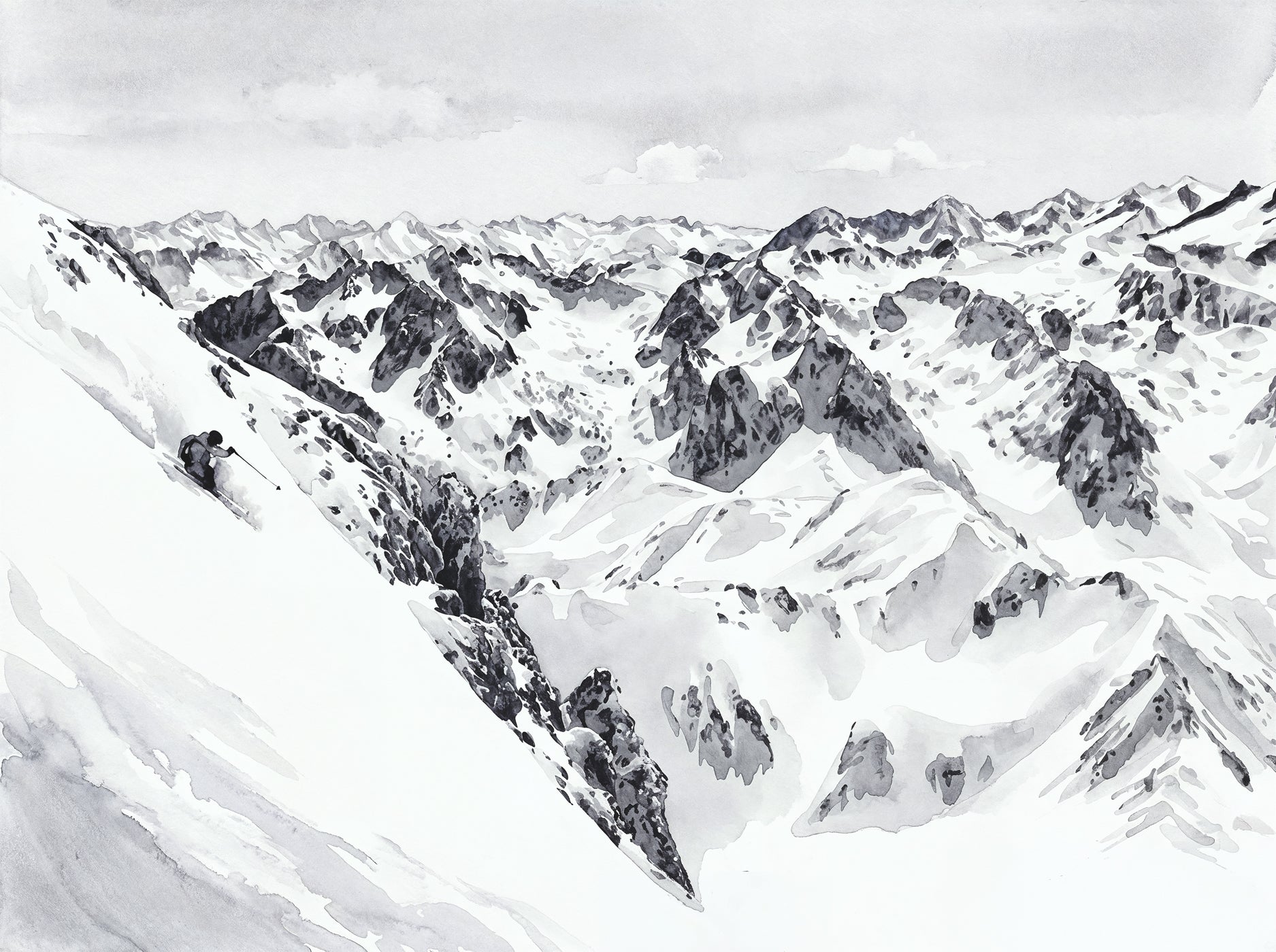 Papier peint Pyrénées  - Fresques enneigées Tourmalet Montagne - Muralconcept