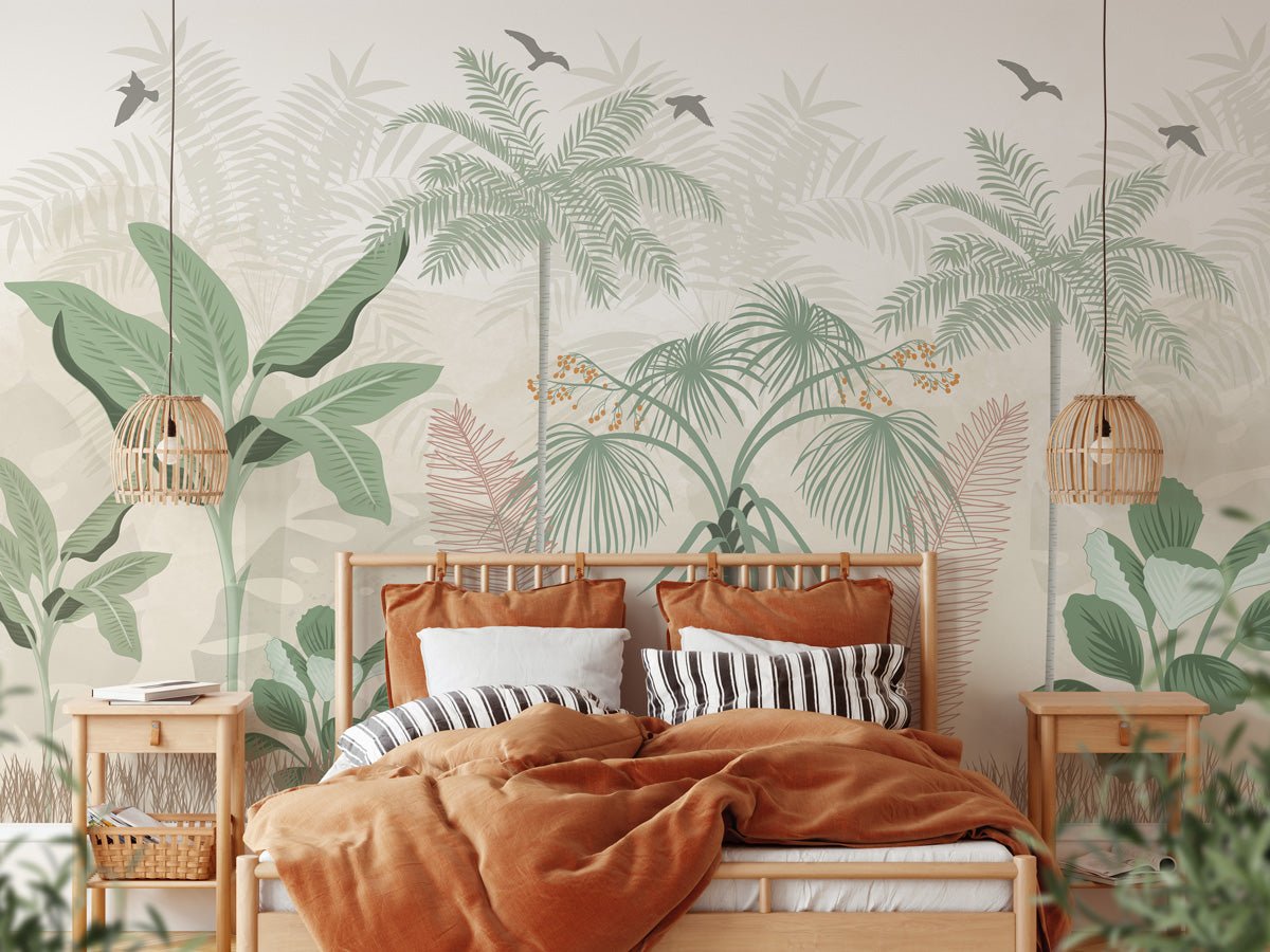 Papier peint panoramique jungle pastel, XXL, tendance