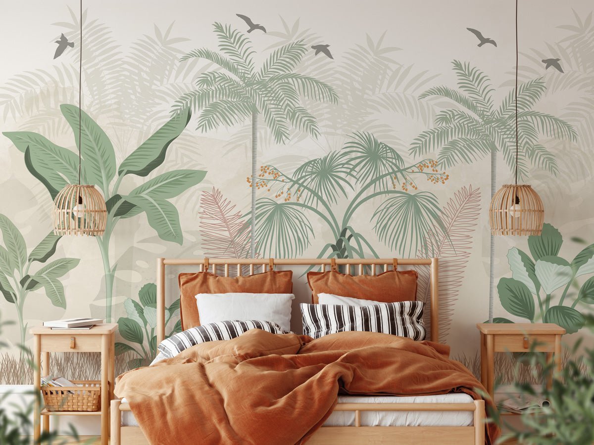 Papier peint panoramique jungle pastel, XXL, tendance