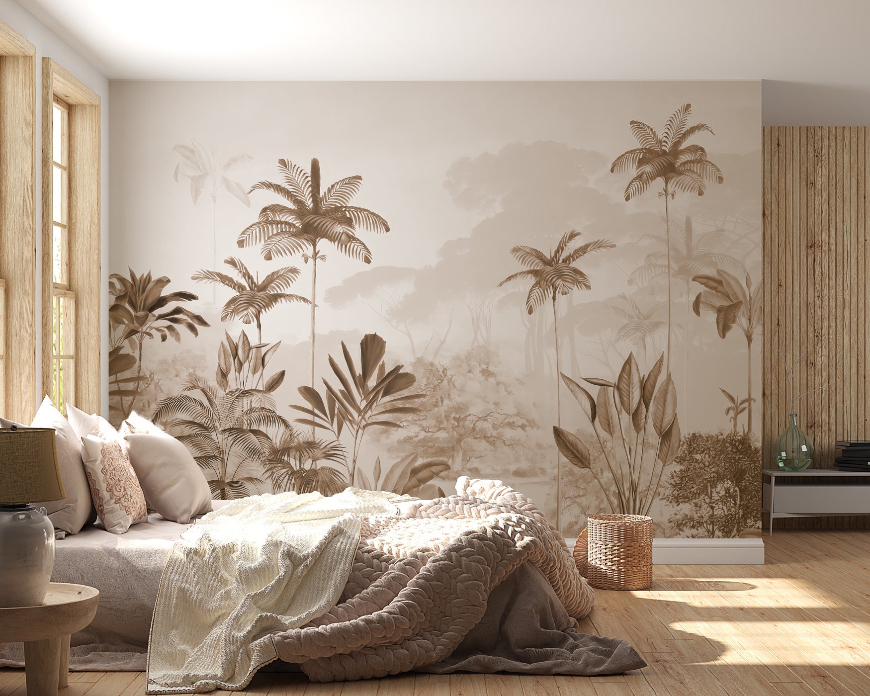 Papier peint panoramique jungle eden sépia, XXL, tendance