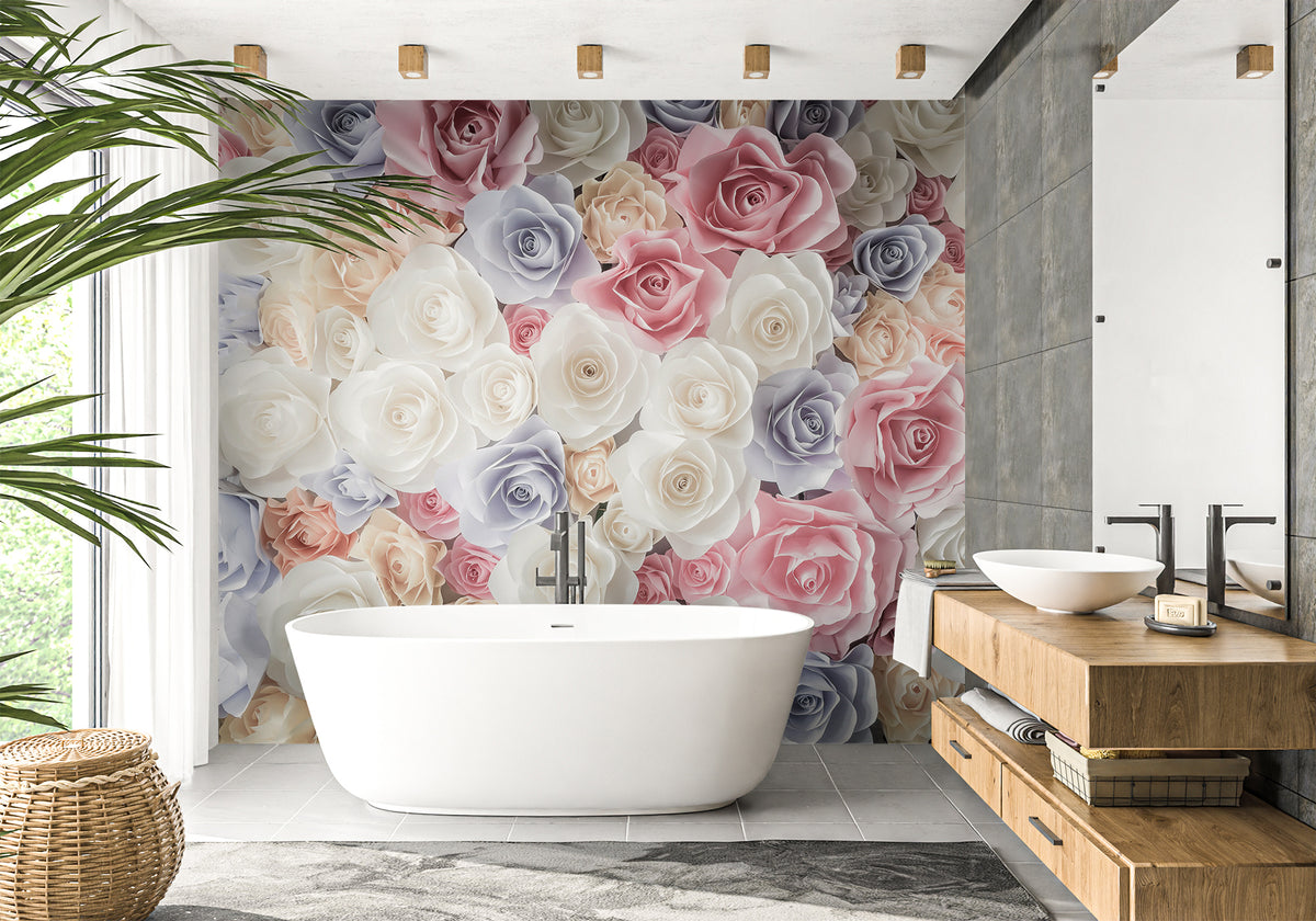 Sfondo per il bagno del bouquet rosa