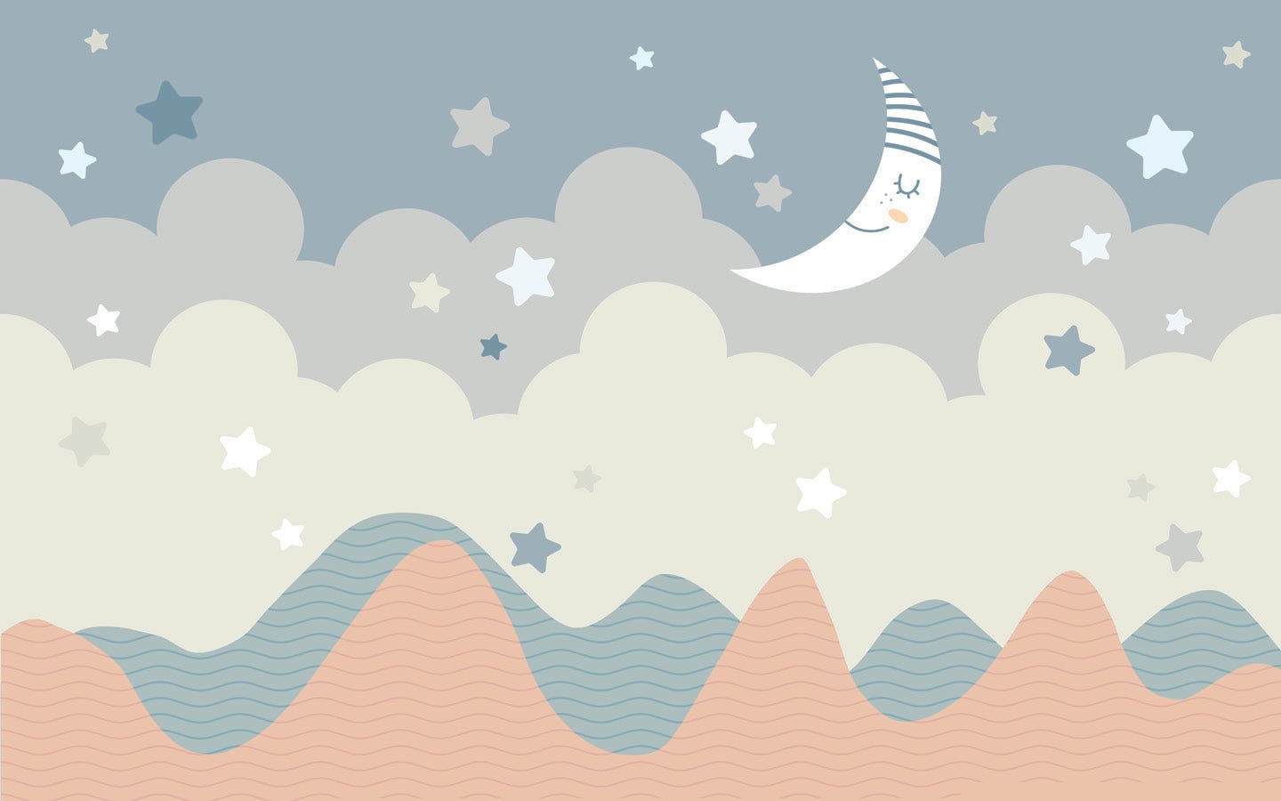 Papier peint bébé nuage ciel & rêve, mural concept, tendance