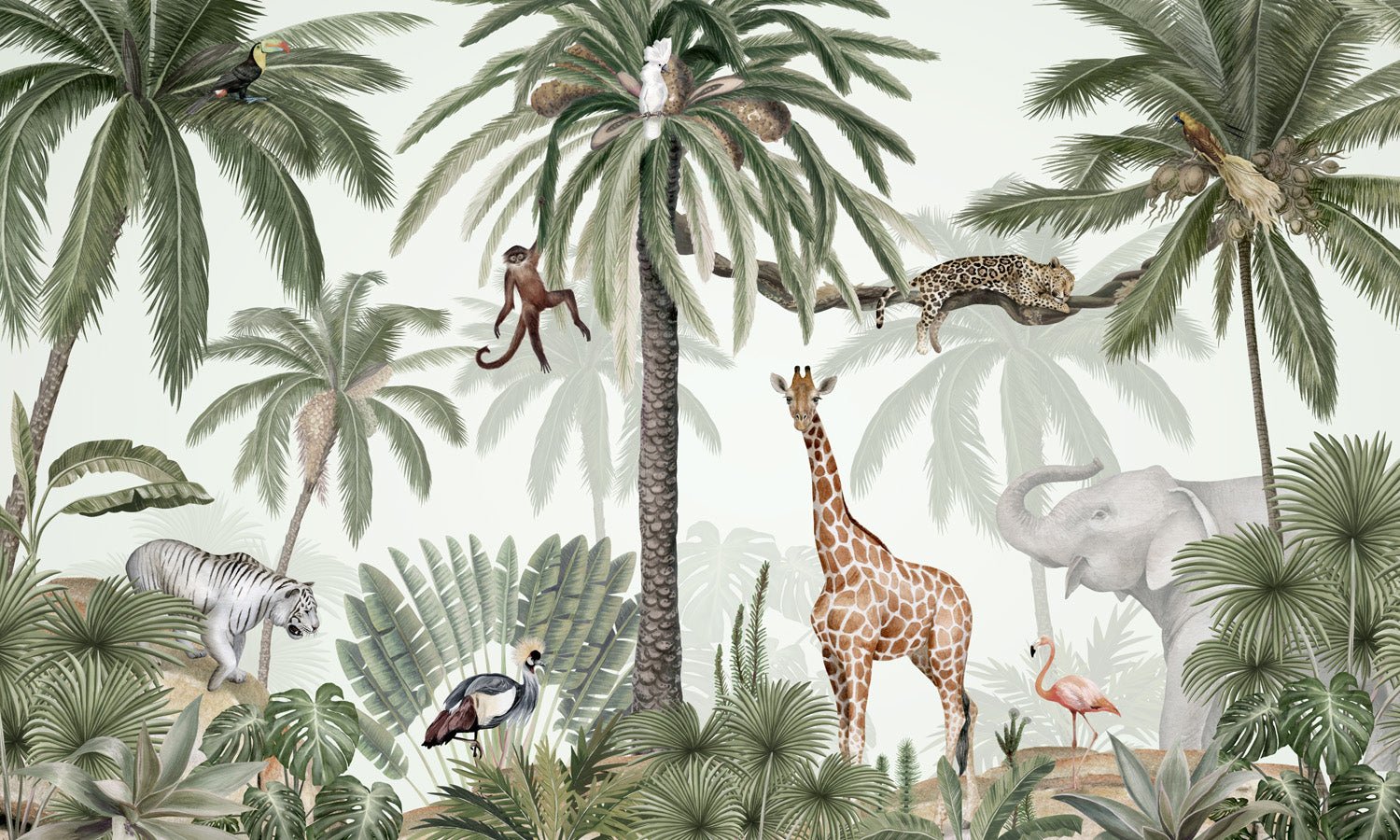 Papier peint enfant jungle paisible, mural concept, tendance