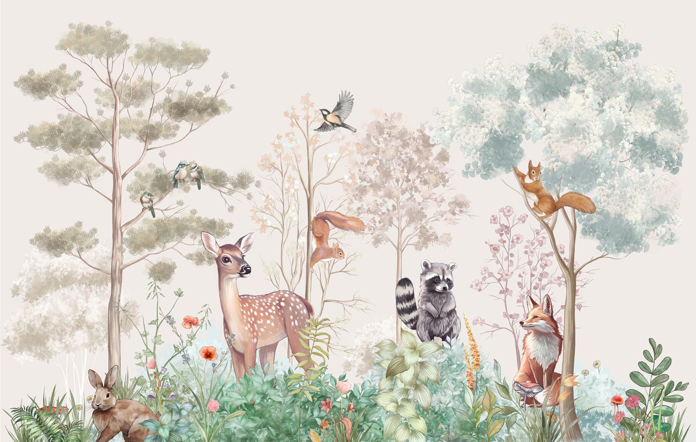 Papier peint chambre enfant nature magique beige, mural concept, tendance