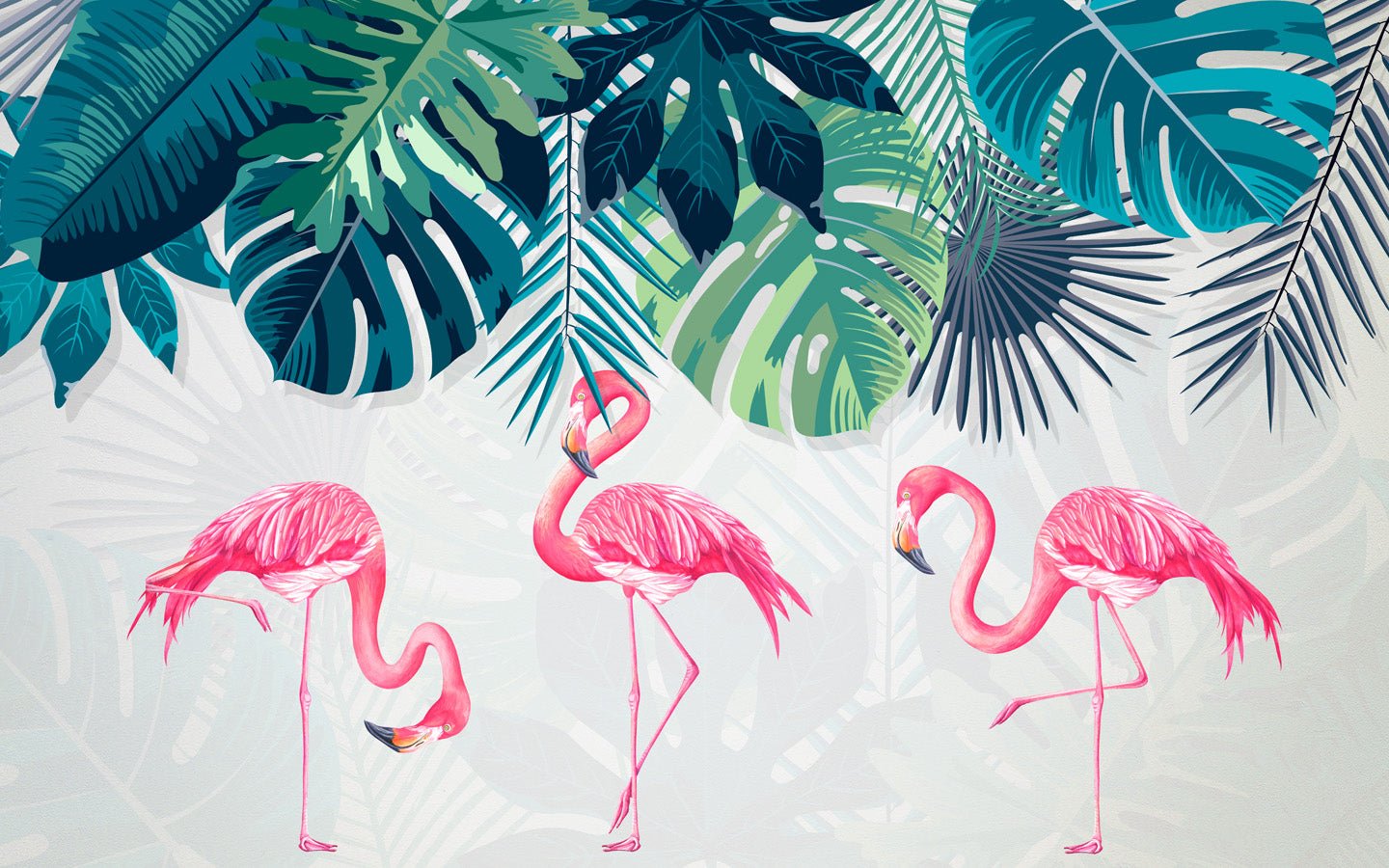 Papier peint Flamant rose élégant, mural concept, tendance